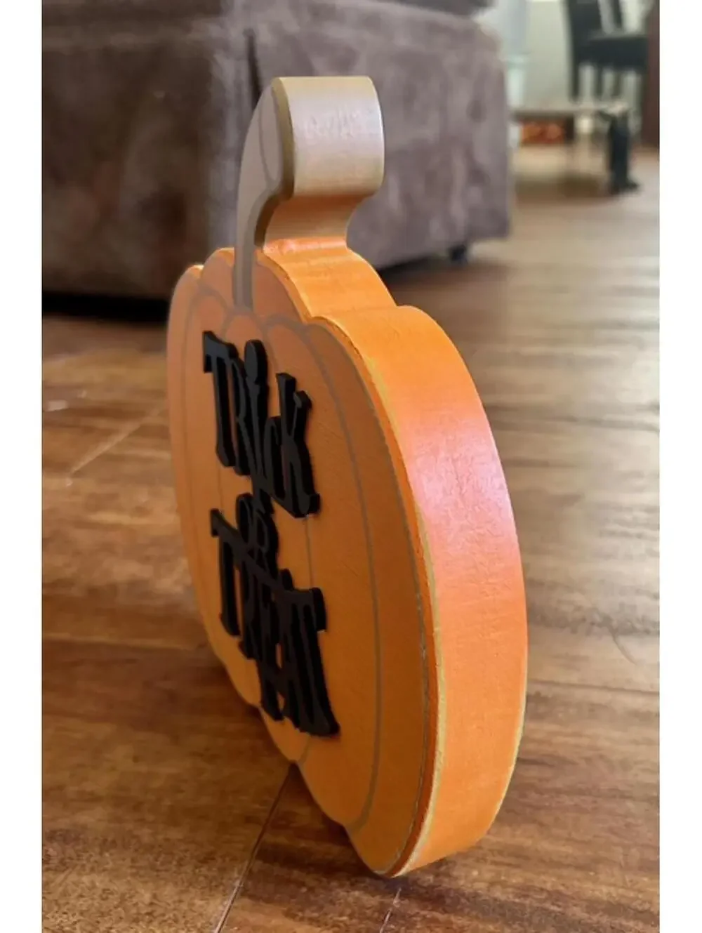 Handcrafted Wooden Pumpkin Trick or Treat Sign